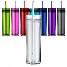8 Colors Coffee Tumbler 16oz wholesale Food Grade Quality Plastic Straight  tumbler with Straw